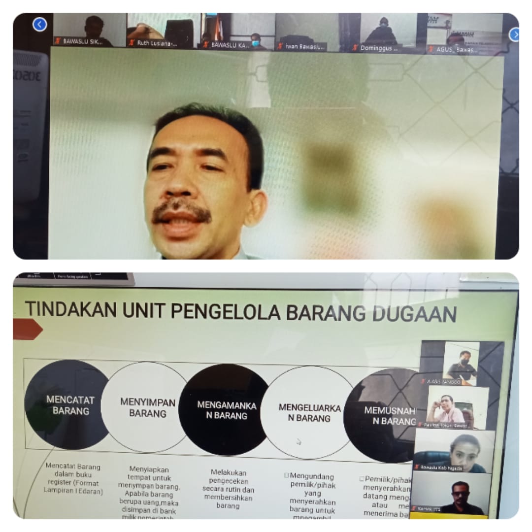 Rakor Persiapan Pembentukan Unit Pengelola Barang Dugaan Pelanggaran di Gelar secara Daring