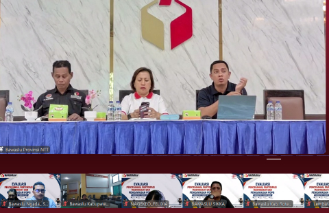 Bawaslu Kabupaten Ngada Ikuti Rapat Evaluasi Pencegahan, Parmas, dan Pengawasan PDPB Semester I Tahun 2026