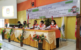 BAWASLU MEMBERIKAN MATERI DALAM SOSIALISASI  PKPU NOMOR 10  TAHUN 2020 